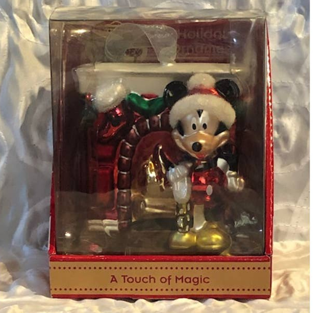 Disney A Touch of Magic Large Blown Glass Mickey Mouse Christmas Ornament -IOB